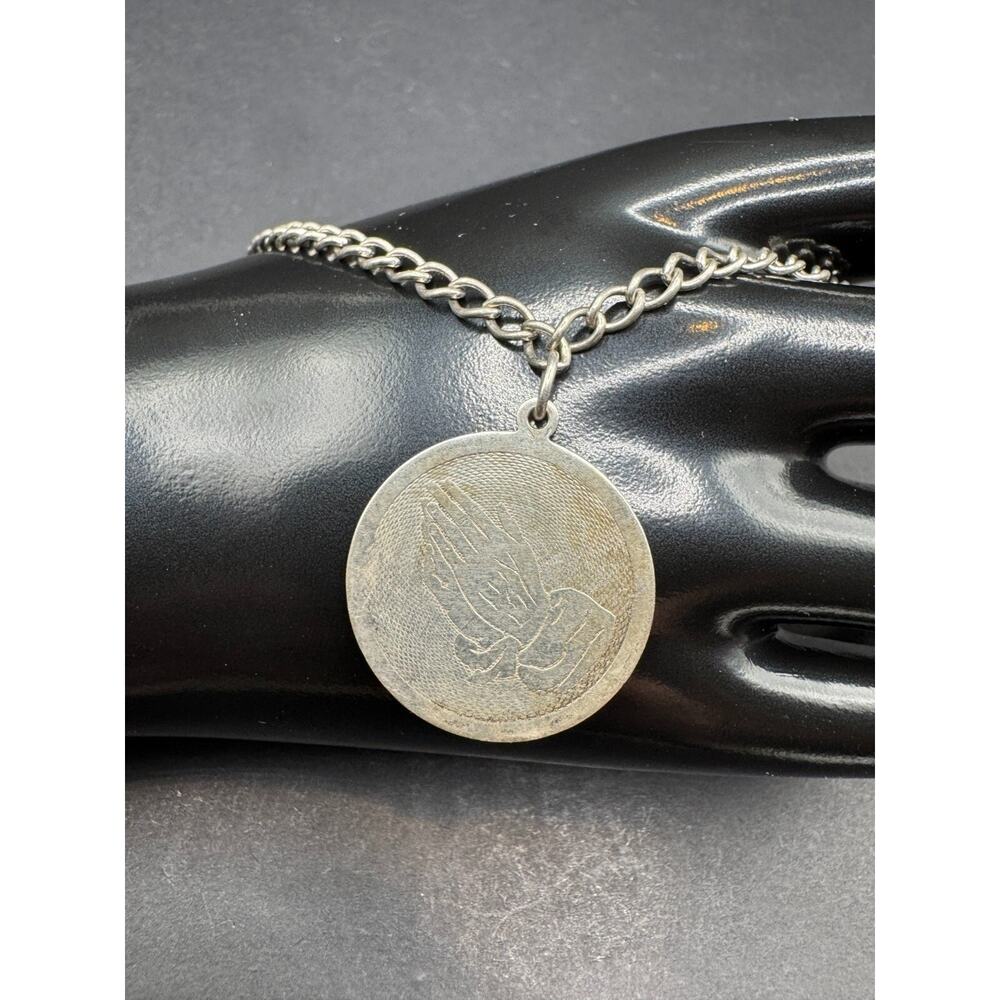 VTG ACO 925 Sterling Silver Charm Pendant Serenity Prayer Praying Hands Bracelet
